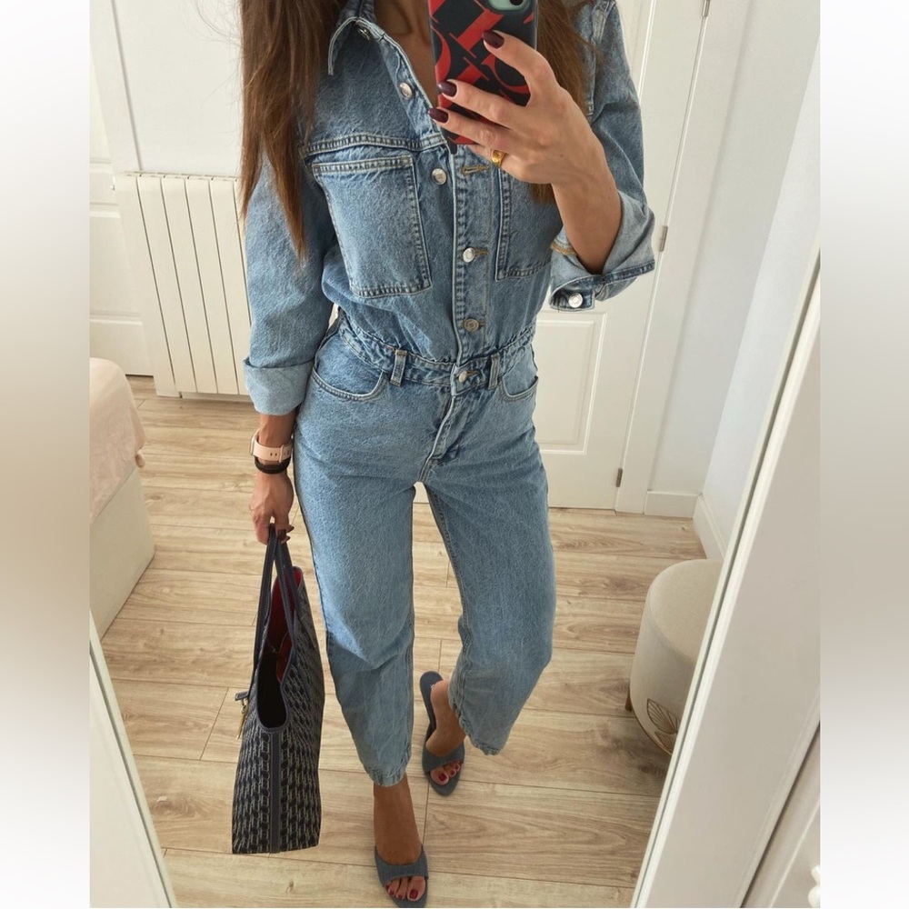 Zara Blue Denim Jumpsuit - Picture 10 of 16